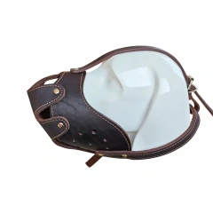 Top layer cowhide dog muzzle for extra large dogs Thickened genuine leather adjustable Breathable and comfortable pet mask