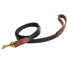 Leather full grain traction rope leather pet traction rope dog walking rope copper hook two-color splicing leather copper hook