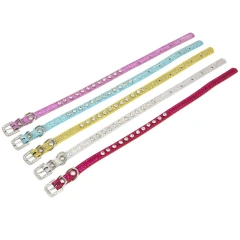 Hot Sale Super Shining Diamond Rhinestone Cat Collar Puppy Baby Dog Cat Collar Leather Strap Kitten Accessories Puppy Pet Collar