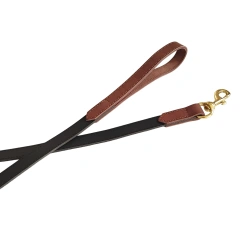 Leather full grain traction rope leather pet traction rope dog walking rope copper hook two-color splicing leather copper hook