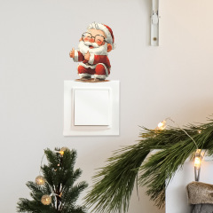 Cartoon Christmas Santa Claus Wall Sticker Bathroom Decoration Mural For Christmas Room Decor