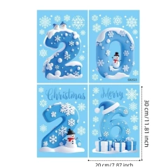 Waterproof Santa Claus Christmas Window Stickers Glass Decal PVC Xmas Glass Decal Static Cling Static Stickers Window Decor