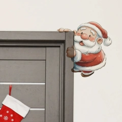 Cartoon Christmas Santa Claus Wall Sticker Bathroom Decoration Mural For Christmas Room Decor Self-adhesive New Year Decals