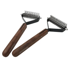 Factory Wholesale Custom Logo Single Double Sided Black Walnut Cat Fur Kont Rake Comb Pet Dog Dematting Grooming Comb