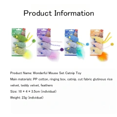 Pet Cat Toys Catnip False Mouse Feather Rainbow Mouse Toy Funny Playing Toys For Kittens