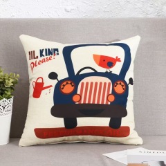 Cartoon Linen Four Season Pillow, Car Lumbar Support,Cotton Linen Square Waist Pad