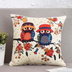Cartoon Linen Four Season Pillow, Car Lumbar Support,Cotton Linen Square Waist Pad