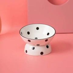 Cute Pet Bowl Cartoon Pet Feeder High-foot Single Mouth Skidproof Ceramic Dog Cat Food Bowls Pets Drinking Feeding Container