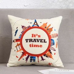 Cartoon Linen Four Season Pillow, Car Lumbar Support,Cotton Linen Square Waist Pad