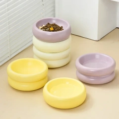 Cute Pastel Ceramic Pet Bowl for Cats and Small Dogs – 350ml Round Elevated Dish, Non-Slip, Easy to Clean, for Food and Water