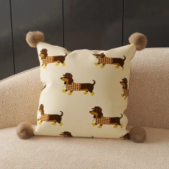 Cartoon Puppy Printed Lumbar Support Cushion for Reading & Bed Rest Home Decor Sofa Pillow
