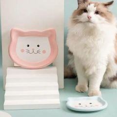Cartoon Ceramic Pet Bowl for Cats And Dogs Cute Shape No Spill Food And Water Feeder Small Puppy Bowl Feeding Supplies