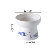 Cat Nordic Style Food Water Bowl Pet Animal Ceramic Eating Dishes High Foot Raised Puppy Cats Printing Bowls Elevated Dog Bowls
