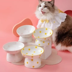 Cute Pet Bowl Cartoon Pet Feeder High-foot Single Mouth Skidproof Ceramic Dog Cat Food Bowls Pets Drinking Feeding Container