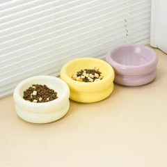 Cute Pastel Ceramic Pet Bowl for Cats and Small Dogs – 350ml Round Elevated Dish, Non-Slip, Easy to Clean, for Food and Water