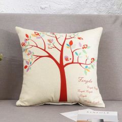 Cartoon Linen Four Season Pillow, Car Lumbar Support,Cotton Linen Square Waist Pad