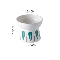 Cat Nordic Style Food Water Bowl Pet Animal Ceramic Eating Dishes High Foot Raised Puppy Cats Printing Bowls Elevated Dog Bowls