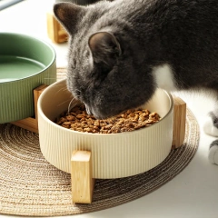 Manufacturer Wholesale Ceramic Dog Cat Bowls with Diagonal Grain