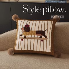Cartoon Puppy Printed Lumbar Support Cushion for Reading & Bed Rest Home Decor Sofa Pillow