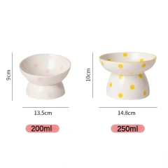 Cute Pet Bowl Cartoon Pet Feeder High-foot Single Mouth Skidproof Ceramic Dog Cat Food Bowls Pets Drinking Feeding Container