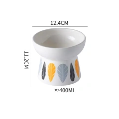 Cat Nordic Style Food Water Bowl Pet Animal Ceramic Eating Dishes High Foot Raised Puppy Cats Printing Bowls Elevated Dog Bowls
