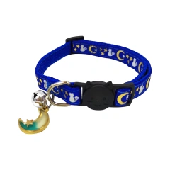 Cute Neck Pet Collar with Bell Pet Cat Accessories Adjustable Moon Star Patterns Breakaway Cat Necklace Collar with Pendant