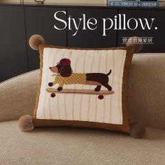 Cartoon Puppy Printed Lumbar Support Cushion for Reading & Bed Rest Home Decor Sofa Pillow