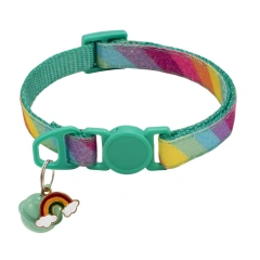Pet Collar With Bell Cartoon Rainbow Colorful Dog Puppy Cat Accessories Kitten Collar Adjustable Bell Ring Necklace Pet