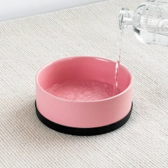 Doe Pet Dog Accessories Dog Bowl Customized Wholesale Round Silicone Anti-skid Base Ceramic Pet Feeder & Bowl Drinking Cat Bowl