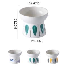Cat Nordic Style Food Water Bowl Pet Animal Ceramic Eating Dishes High Foot Raised Puppy Cats Printing Bowls Elevated Dog Bowls