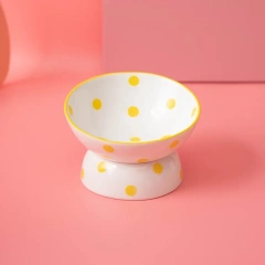 Cute Pet Bowl Cartoon Pet Feeder High-foot Single Mouth Skidproof Ceramic Dog Cat Food Bowls Pets Drinking Feeding Container