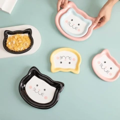 Cartoon Ceramic Pet Bowl for Cats And Dogs Cute Shape No Spill Food And Water Feeder Small Puppy Bowl Feeding Supplies