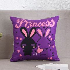 Cartoon Linen Four Season Pillow, Car Lumbar Support,Cotton Linen Square Waist Pad