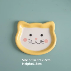 Cartoon Ceramic Pet Bowl for Cats And Dogs Cute Shape No Spill Food And Water Feeder Small Puppy Bowl Feeding Supplies
