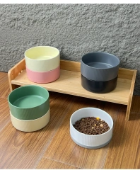 Doe Pet Dog Accessories Dog Bowl Customized Wholesale Round Silicone Anti-skid Base Ceramic Pet Feeder & Bowl Drinking Cat Bowl