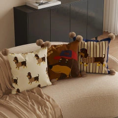 Cartoon Puppy Printed Lumbar Support Cushion for Reading & Bed Rest Home Decor Sofa Pillow
