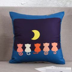Cartoon Linen Four Season Pillow, Car Lumbar Support,Cotton Linen Square Waist Pad