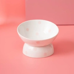 Cute Pet Bowl Cartoon Pet Feeder High-foot Single Mouth Skidproof Ceramic Dog Cat Food Bowls Pets Drinking Feeding Container