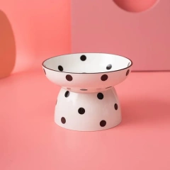 Cute Pet Bowl Cartoon Pet Feeder High-foot Single Mouth Skidproof Ceramic Dog Cat Food Bowls Pets Drinking Feeding Container