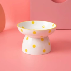 Cute Pet Bowl Cartoon Pet Feeder High-foot Single Mouth Skidproof Ceramic Dog Cat Food Bowls Pets Drinking Feeding Container