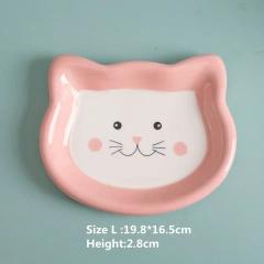 Cartoon Ceramic Pet Bowl for Cats And Dogs Cute Shape No Spill Food And Water Feeder Small Puppy Bowl Feeding Supplies