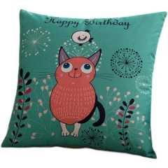 Cartoon Linen Four Season Pillow, Car Lumbar Support, Office Headboard, Large Backrest, Cotton Linen Square Waist Pad