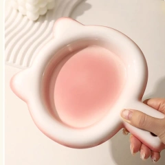 Creative Ceramic Drinking Water Food Bowls, Anti Overturning Neck Protection, Cute Tablet handle Cat Bowl, Pets Supplies, 1Pc