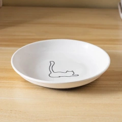 Ceramic Pet Kitten Food Bowl Canned Snacks Dinner Plate Small Anti-slip Cat Plate Household Accessories Creative Pet Food Bowl