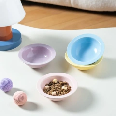 Aesthetic Ceramic Pet Bowl - Instagram Style Pastel Colors with Guarded Rim, Anti-Black Chin Design for Cats & Small Dogs