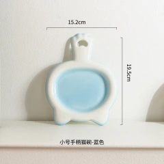 Creative Ceramic Drinking Water Food Bowls, Anti Overturning Neck Protection, Cute Tablet handle Cat Bowl, Pets Supplies, 1Pc
