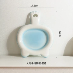 Creative Ceramic Drinking Water Food Bowls, Anti Overturning Neck Protection, Cute Tablet handle Cat Bowl, Pets Supplies, 1Pc