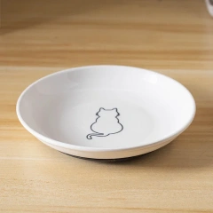 Ceramic Pet Kitten Food Bowl Canned Snacks Dinner Plate Small Anti-slip Cat Plate Household Accessories Creative Pet Food Bowl