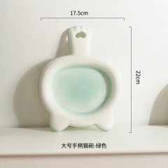 Creative Ceramic Drinking Water Food Bowls, Anti Overturning Neck Protection, Cute Tablet handle Cat Bowl, Pets Supplies, 1Pc