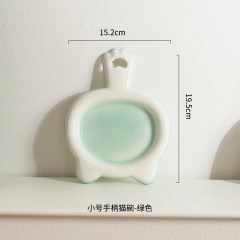 Creative Ceramic Drinking Water Food Bowls, Anti Overturning Neck Protection, Cute Tablet handle Cat Bowl, Pets Supplies, 1Pc